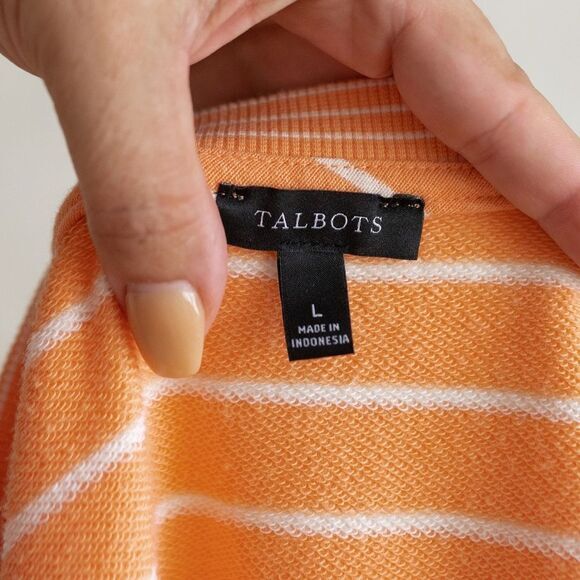Women’s Talbots Orange and White Long Sleeve Top size L - Picture 9 of 12